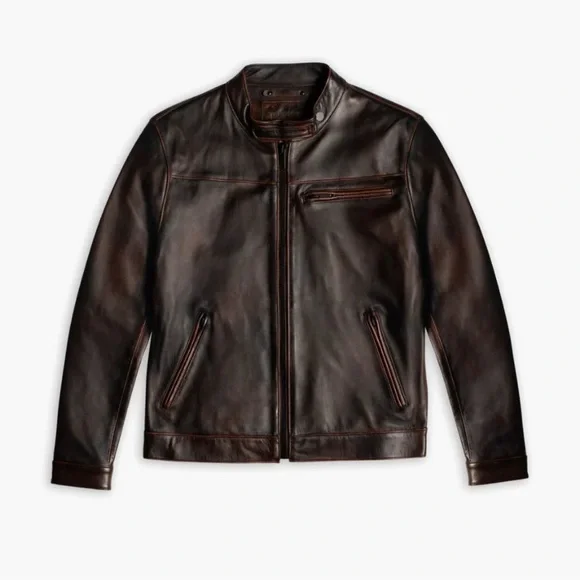 Thursday Boots Leather Roadster Jacket (Black Coffee) athletic cut size XL - Picture 2 of 9